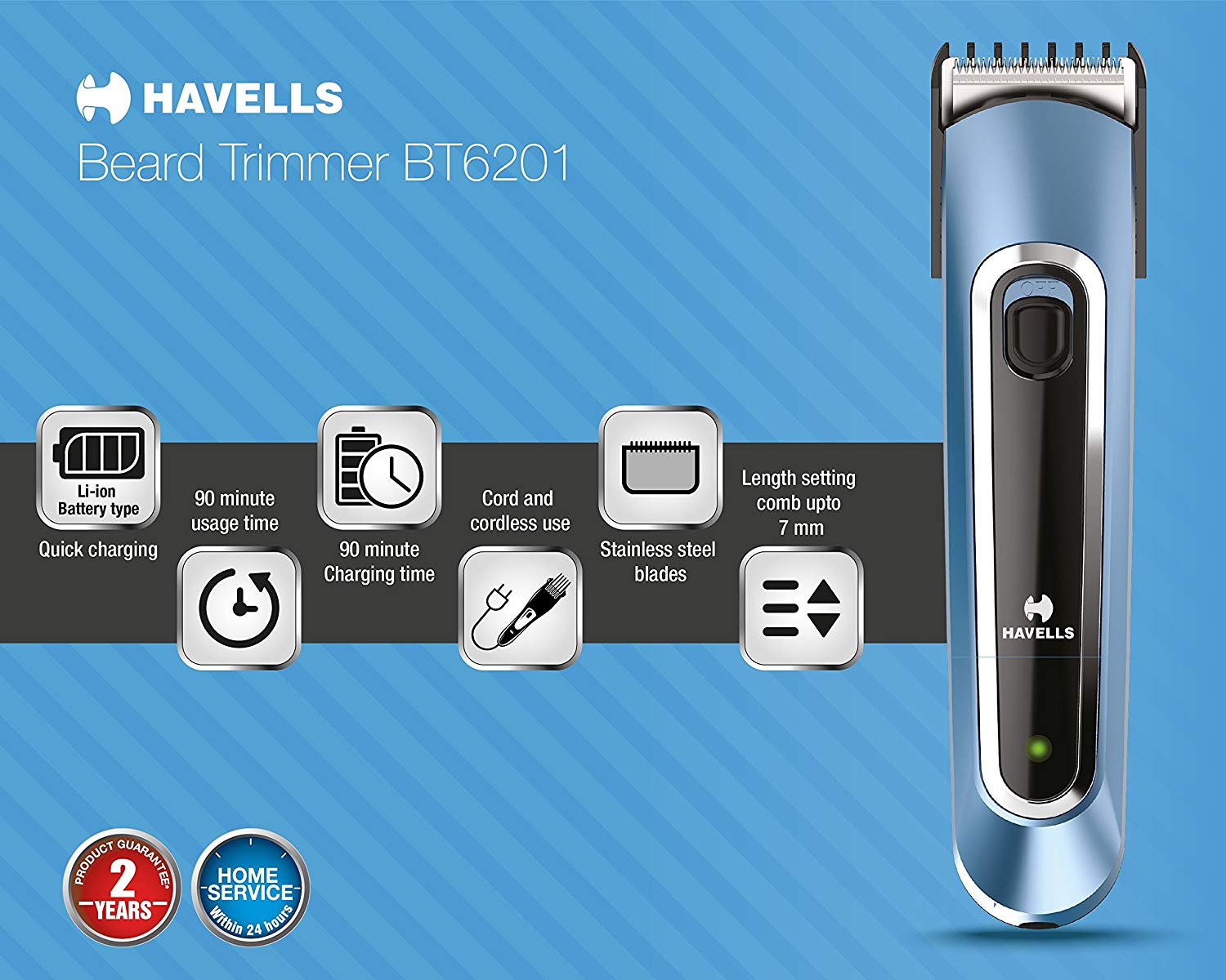 havells beard trimmer bt6201 price